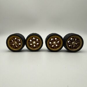 LEGO 4 Tire Wheel Pack - Gold Rims, Black Tire - 37 x 22 ZR (56145 / 55978)